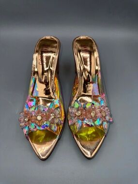 Crystal flower Mules 3inch heel